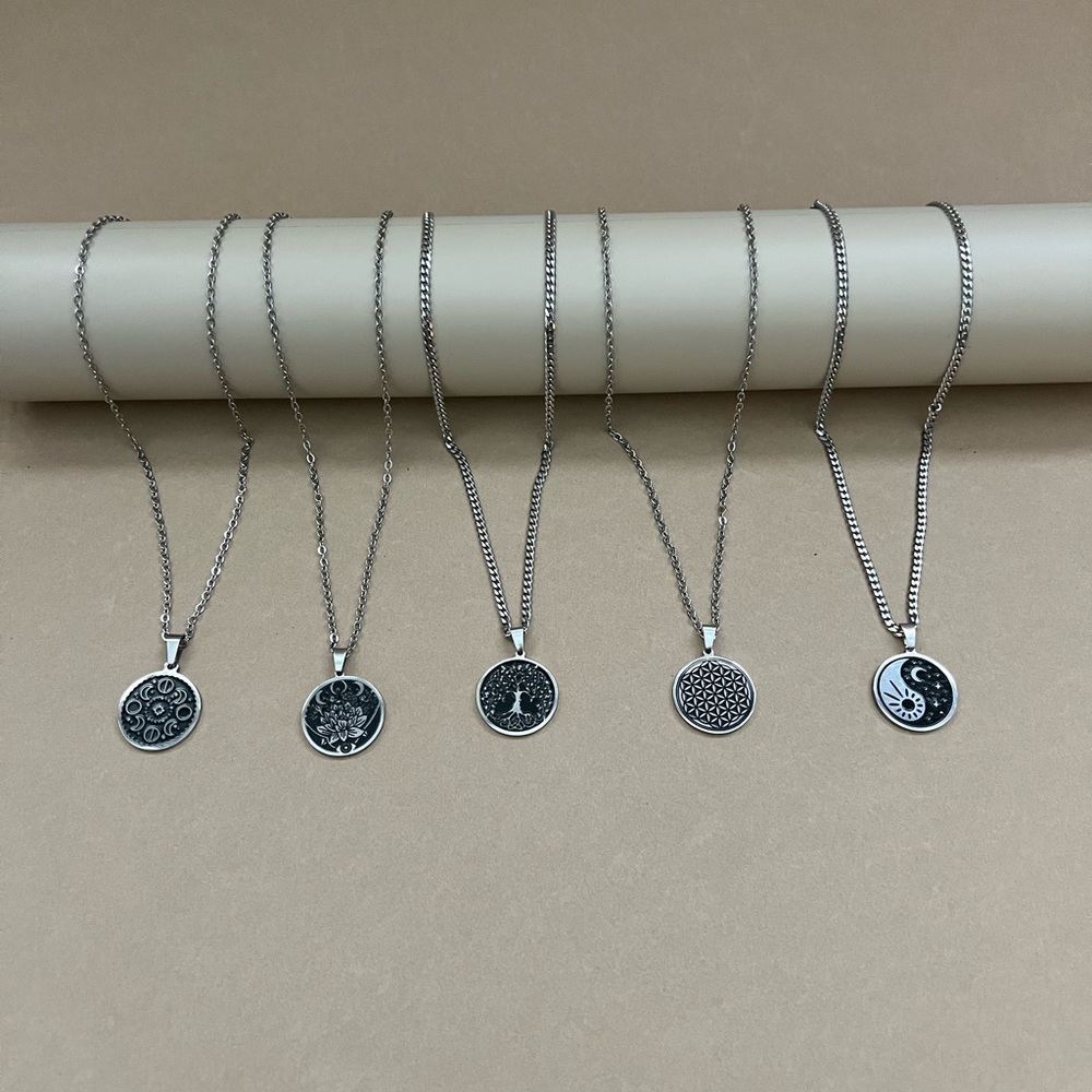 Edgy Silver Protection  Necklace -  Lasered Engrave Pendant Necklace